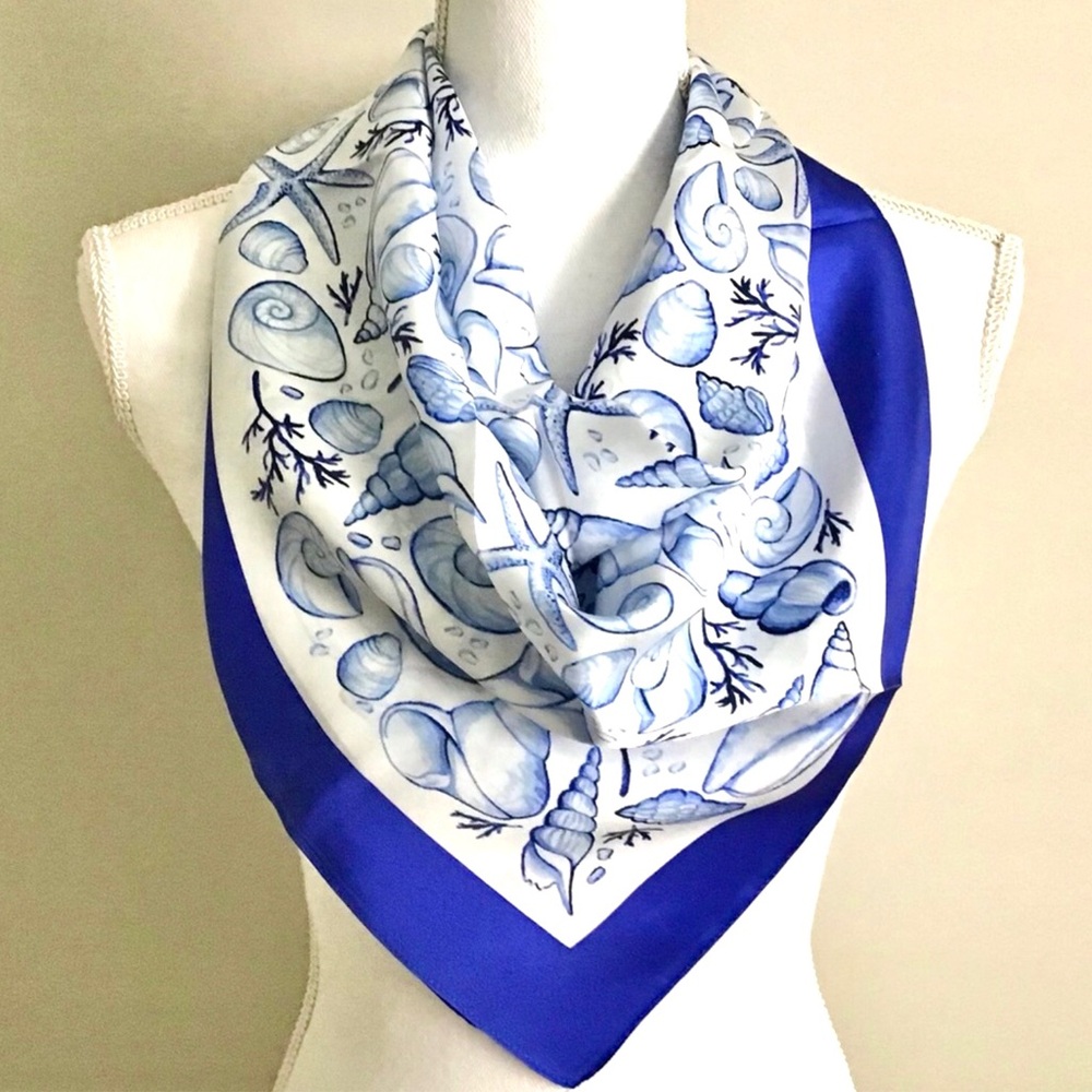 J. Crew Oversized Silk Scarf Seashells Sealife New With Tag
